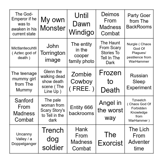 2026 Halloween SFX Makeup Bingo card Bingo Card