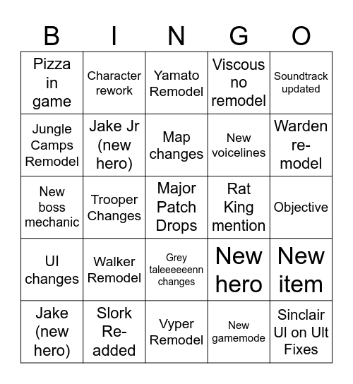 dedlock Bingo Card