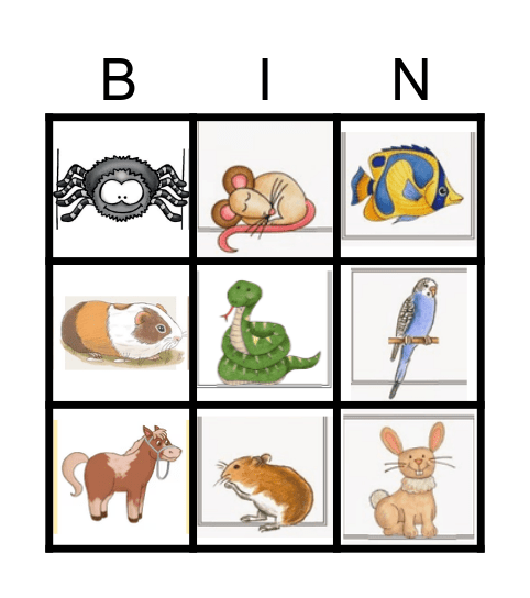Pets Bingo Card