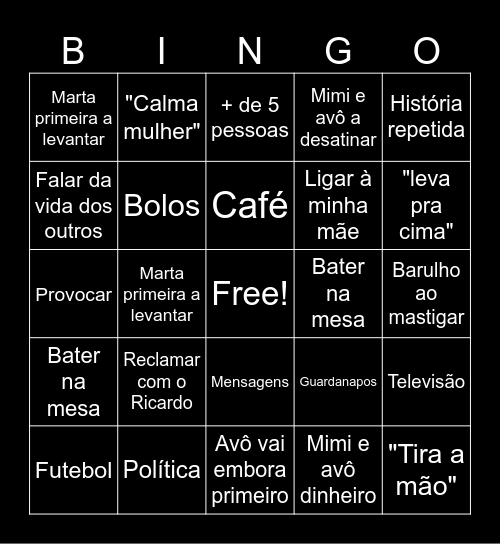 Bingo de Almoço Bingo Card