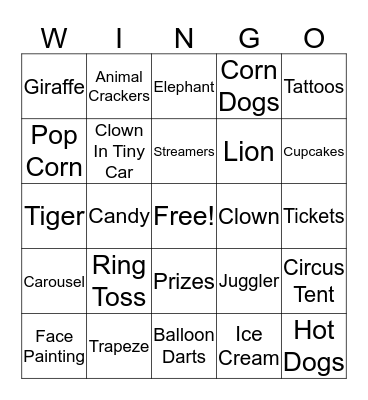 2017 Seond Grade Carnival Bingo Card