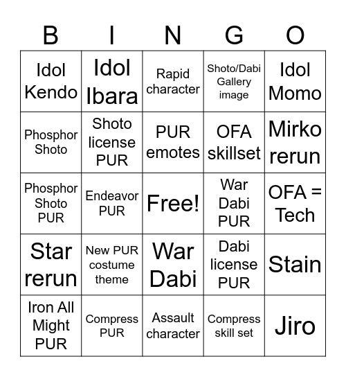 MHUR s19 Bingo Card