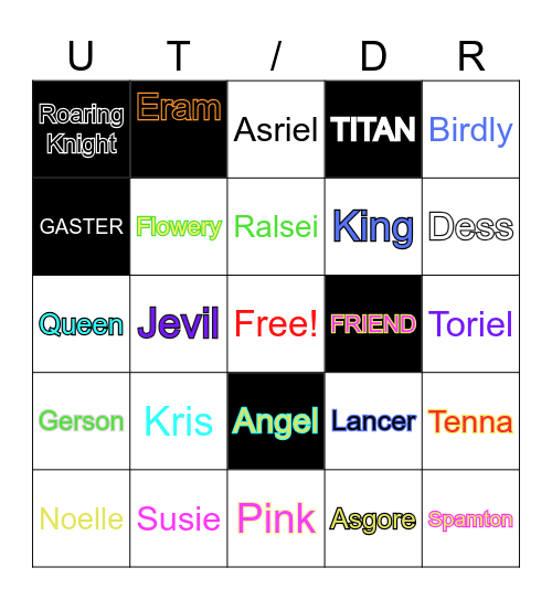 DELTARUNE Characters Bingo Card