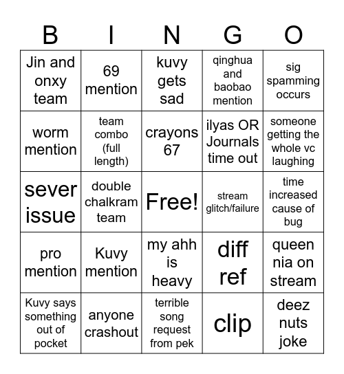2v2 autumns board day 1 Bingo Card