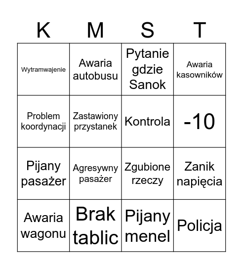 LMF Bingo Card