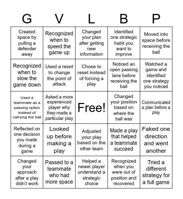 October - Strategy Bingo Card