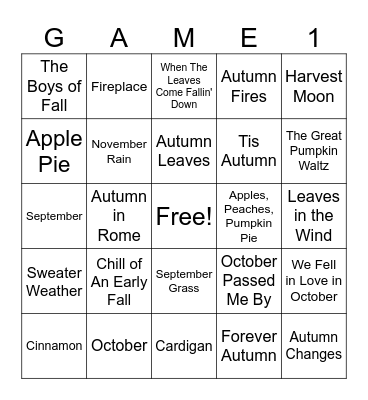 Welcome, Autumn (set 10) Bingo Card
