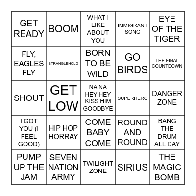 JOCK ROCK Bingo Card