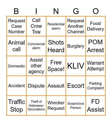 HALLOWEEN Bingo Card