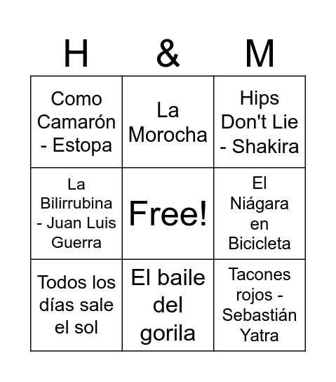 BINGO MUSICAL Bingo Card