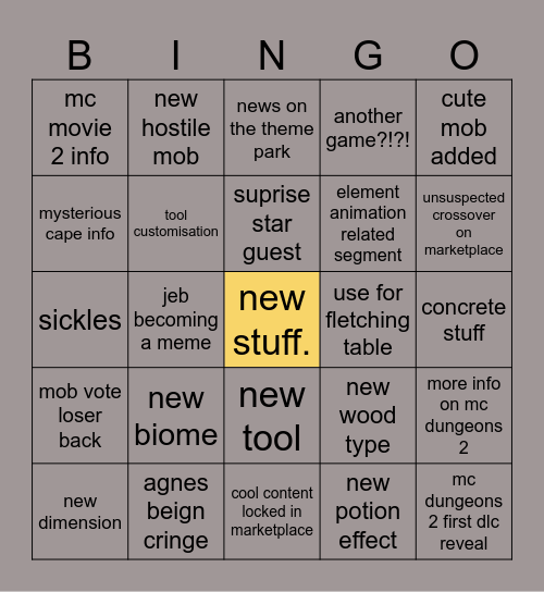 MC live predictions Bingo Card