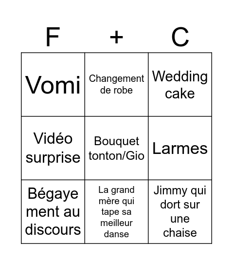Bingo mariage Bingo Card