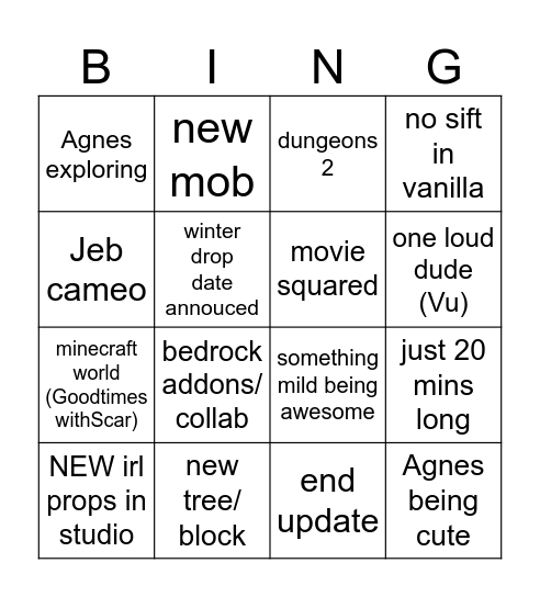 mclive Bingo Card