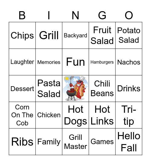 "End Of Summer" Barbeque Bingo Card