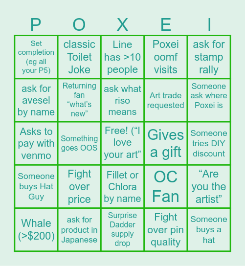Poxei Proxy Bingo Card