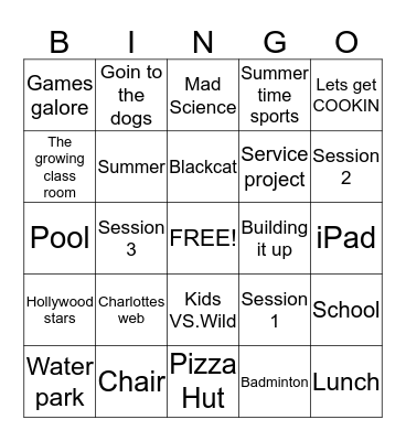 Kassidy Bingo Card