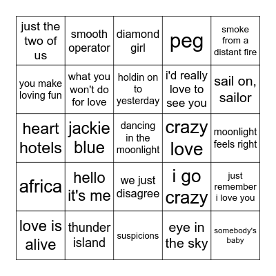 Yacht to Nyacht Round 2 Bingo Card