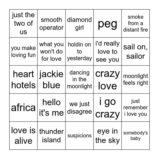 Yacht to Nyacht Round 2 Bingo Card
