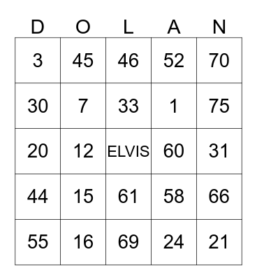 LORETTA DOLAN BINGO Card