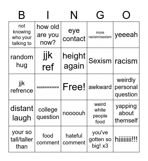 Republican Bingo Card