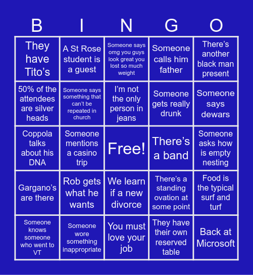 Silver Head Party Bingo Card
