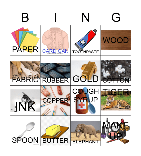 Kids 6 Bingo Card