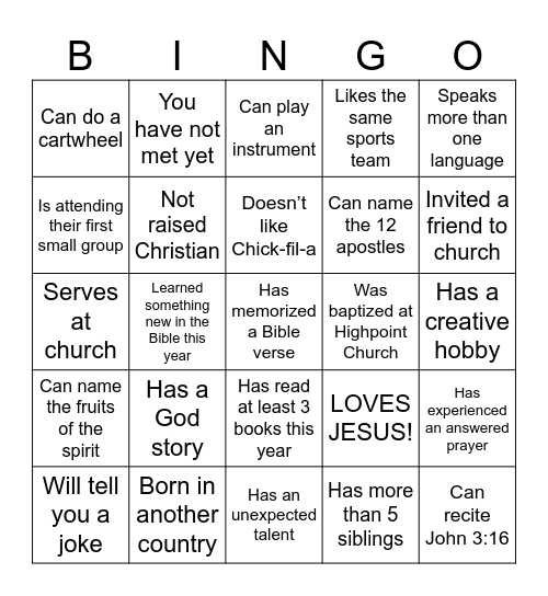 Find someone who… Bingo Card