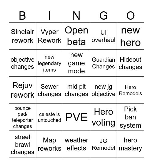 deadlock update Bingo Card