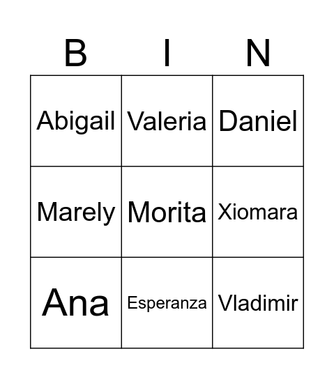 Quien vien Bingo Card