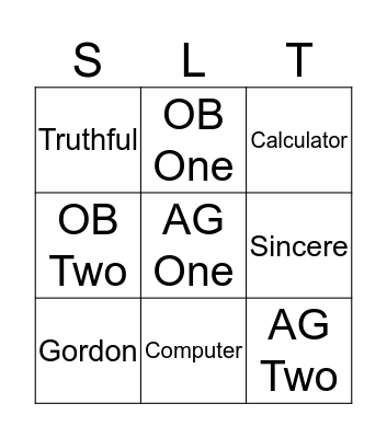 Honesty, Space Learning Team Bingo Card