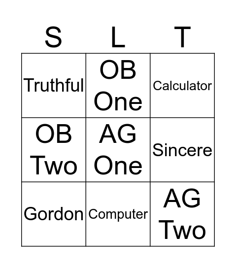 Honesty, Space Learning Team Bingo Card