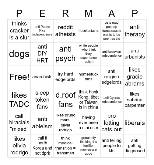 PERMAPHD Bingo Card