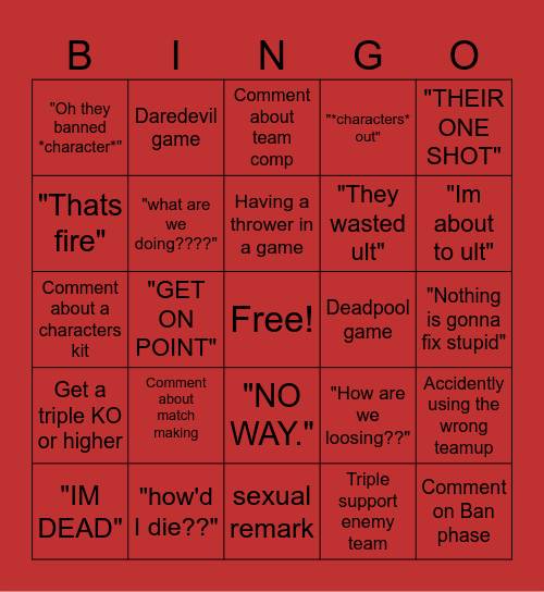 ShotoMR Stream Bingo! Bingo Card