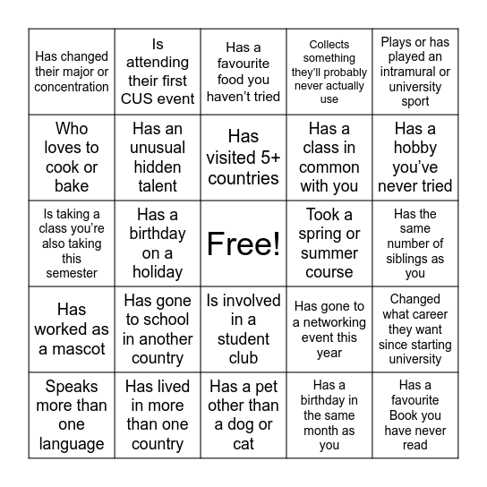 Find someone who.... Bingo Card