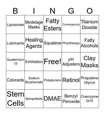 Chapter 13 Ingredients- Card C Bingo Card