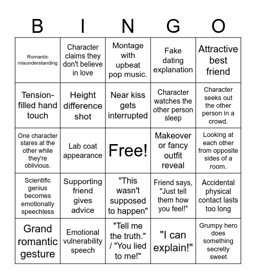 Love Hypothesis Bingo Card