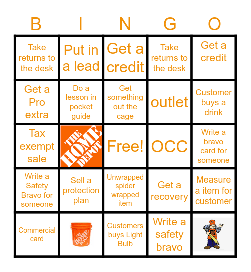 Home Depot Bingo Card
