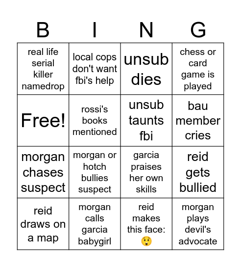 criminal minds s4! Bingo Card