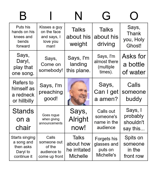 PASTOR CHRIS Bingo Card