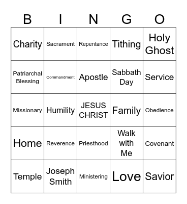 LDS General Conference Bingo Card