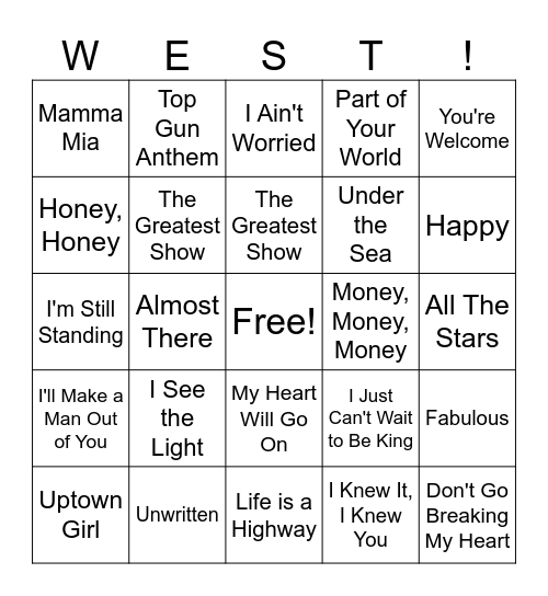 2026 Hoco Hallway Music Soundtrack Bingo Card