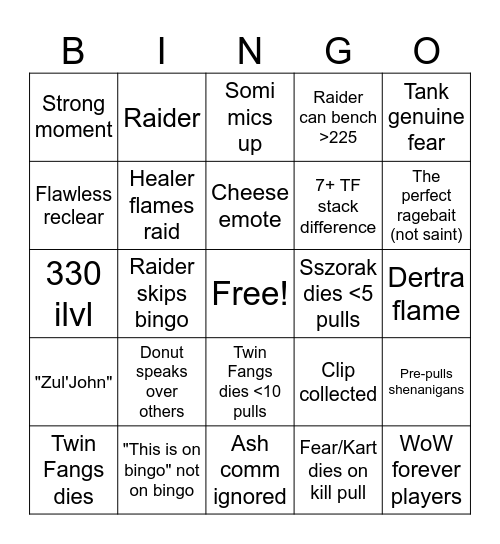 Twin Towers Bingo Card