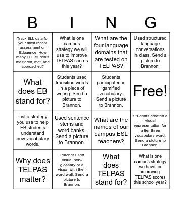 TELPAS BINGO Card