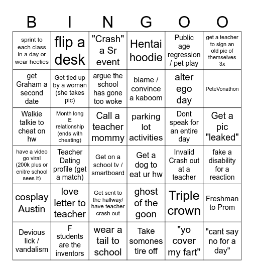 Senior Bingo Card