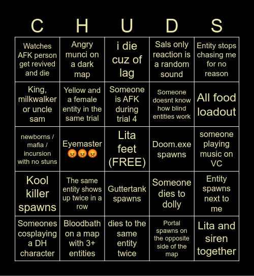 DARKEST BINGOS Bingo Card