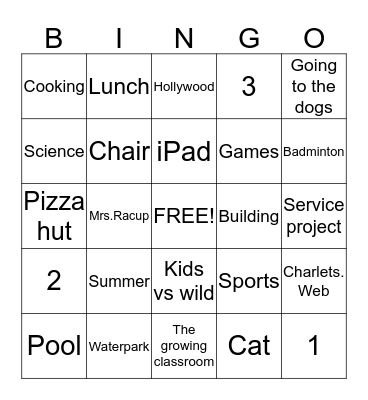 Lizzy Bingo Card