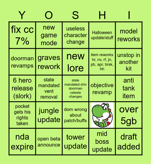 deadlock patch pingo Bingo Card