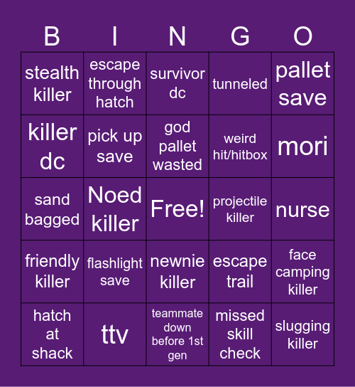 riv dbd bingo Card