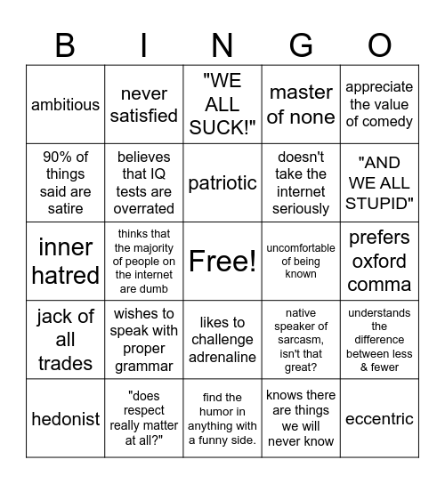 rems f george relatable Bingo Card