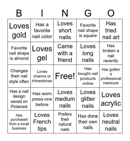 Bingo - Nail  Edition Bingo Card